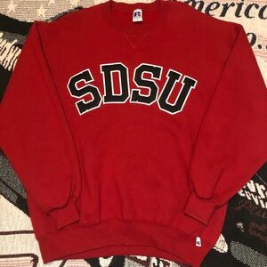 Vintage  SDSU San Diego State Aztecs Russell Athletic Pullover Sweatshirt Red XL